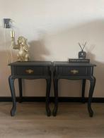Nachtkastjes 2 zwart queen anne brocante kastjes lades lade, Huis en Inrichting, Slaapkamer | Nachtkastjes, Minder dan 45 cm, Ophalen of Verzenden