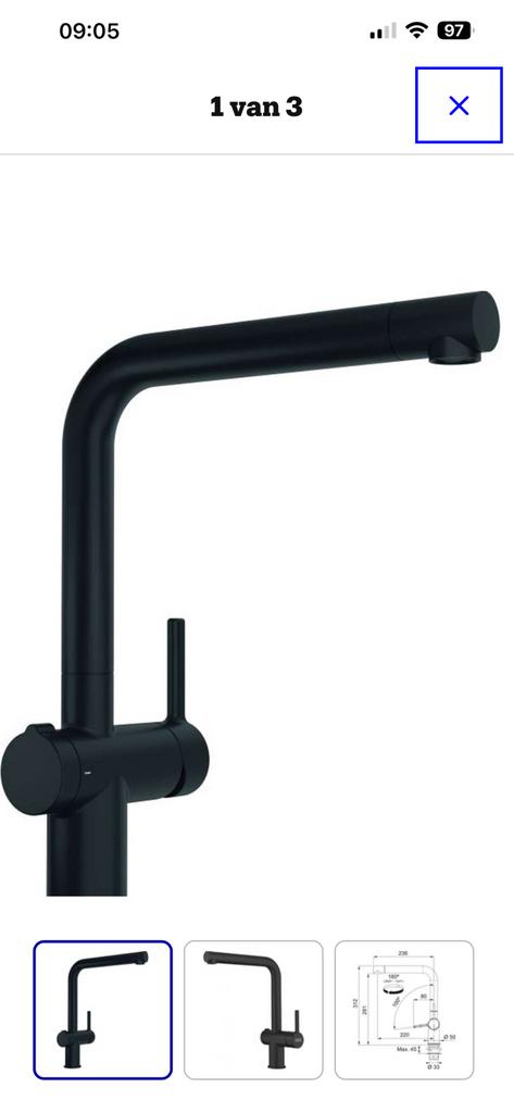 FRANKE ACTIVE MAT ZWART KEUKEN KRAAN UITTREKBARE UITLOOP, Ophalen of Verzenden, Zo goed als nieuw, Kraan