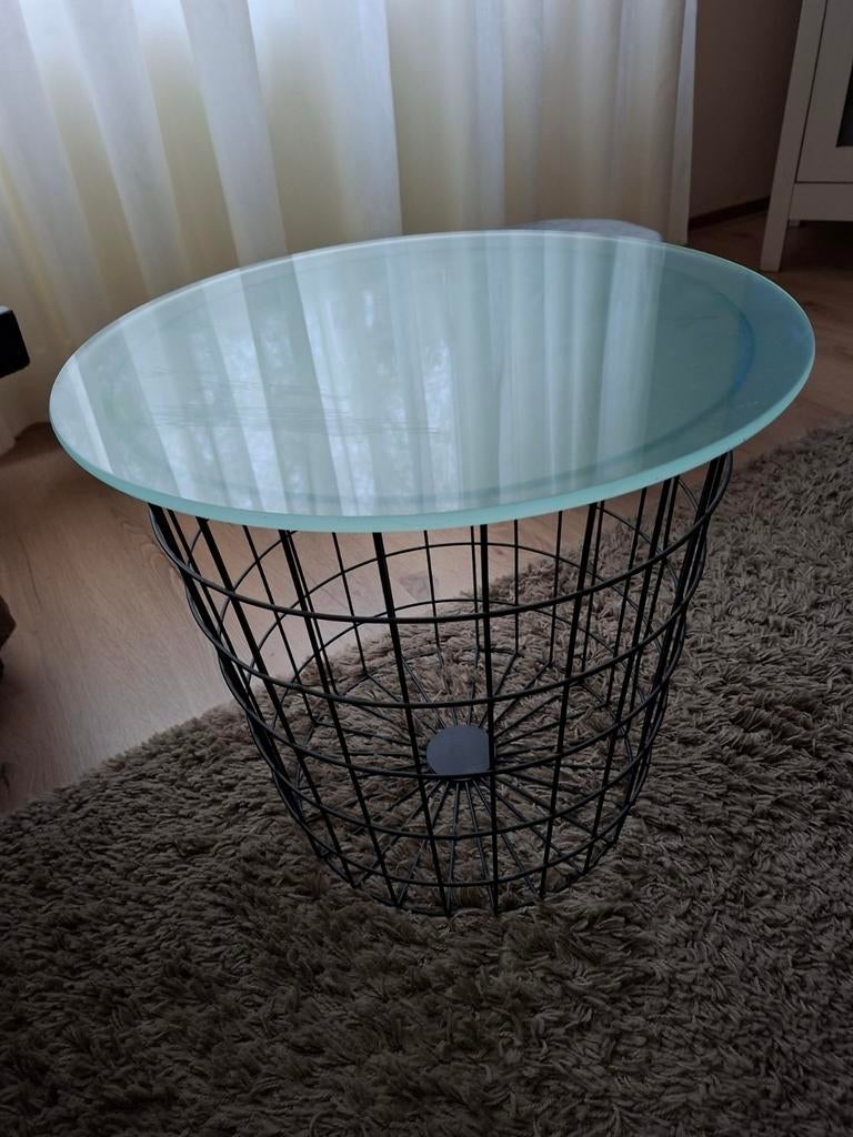 Glazen tafel middellijn 45 cm, Ophalen, Nieuw, Rond, Glas