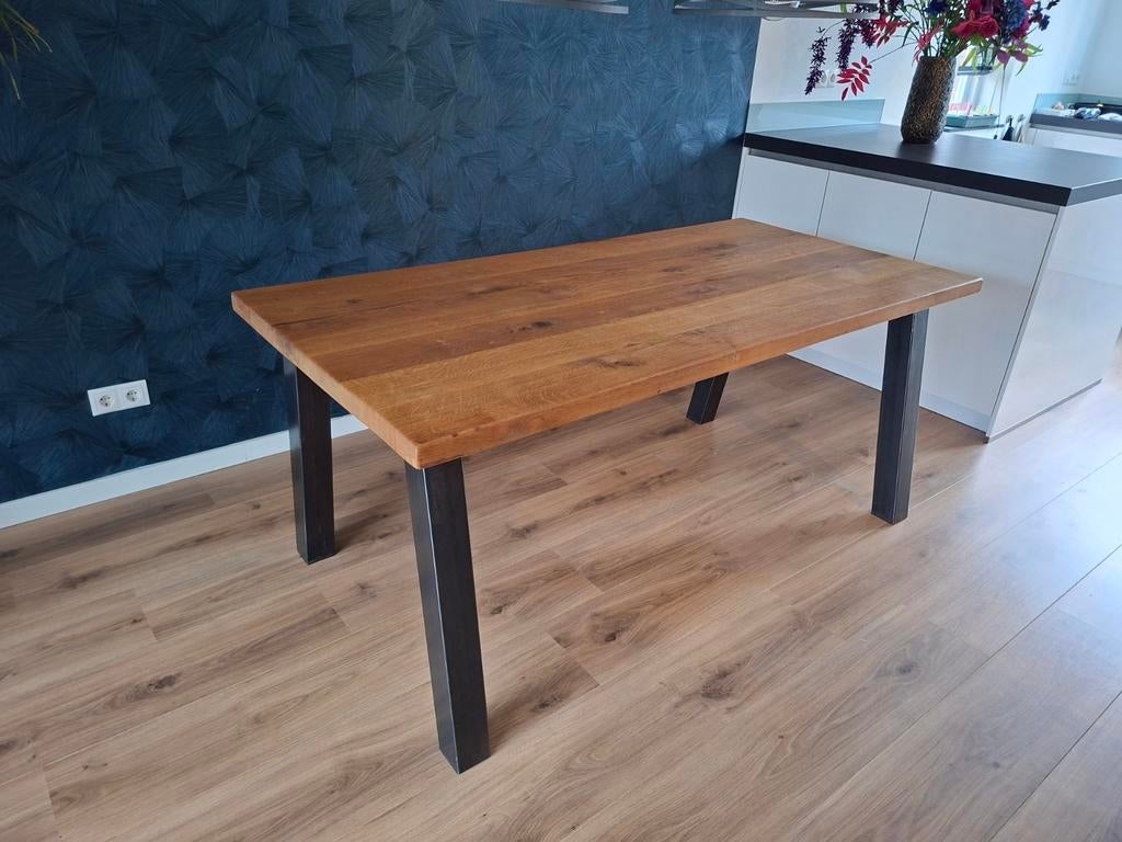 Eikenhouten eettafel +/- 180 x 90 cm, Huis en Inrichting, Tafels | Eettafels, Ophalen, Gebruikt, Eikenhout, 50 tot 100 cm