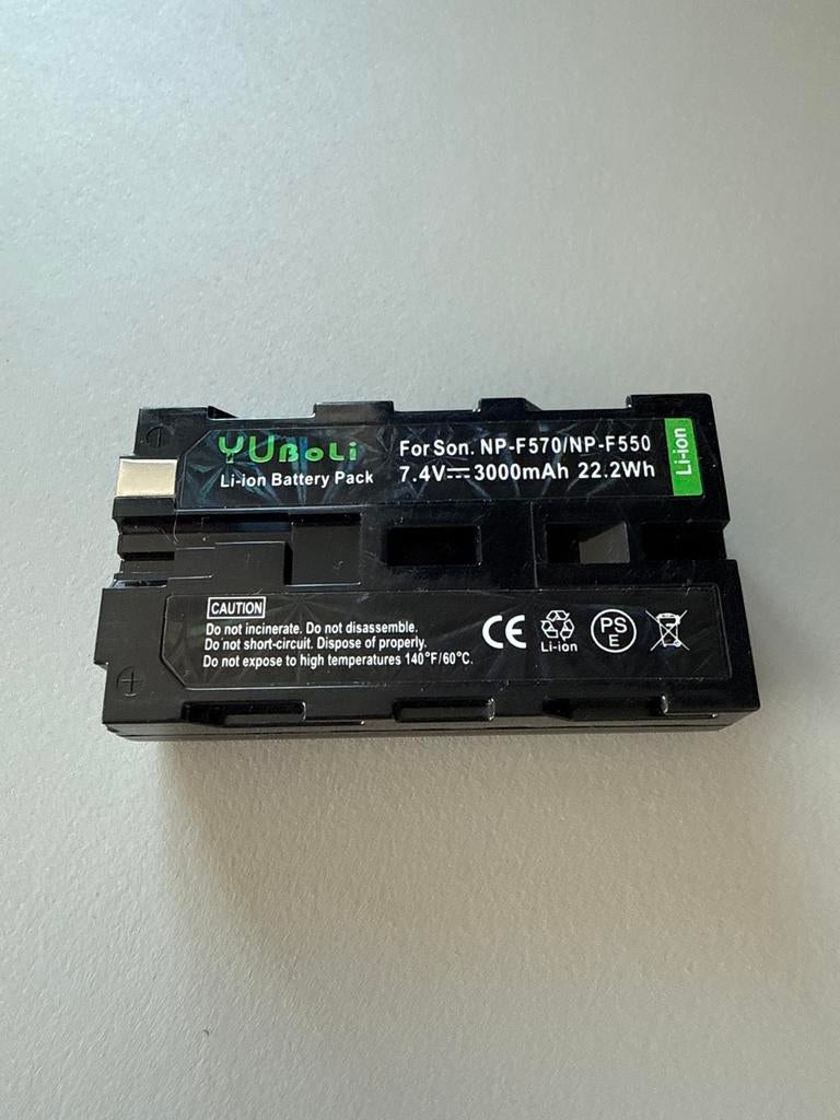 Yuoli Li-ion Batterij voor Sony NP-F570/NP-F550, Ophalen of Verzenden, Zo goed als nieuw, Oplaadbaar