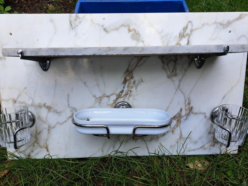 Jaren 30 marmer achterwand badkamer, Ophalen, Toilet