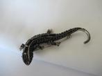 Broche hagedis salamander /zwarte kunststof steentjes., Overige materialen, Verzenden, Zwart, Zo goed als nieuw