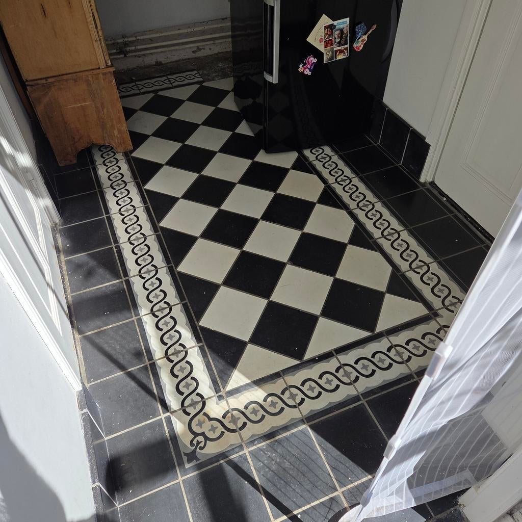 Gratis ophalen +- 6-7m2 cementtegels, zwart wit, portugees, Ophalen, Wandtegels, Overige materialen, 60 cm of meer