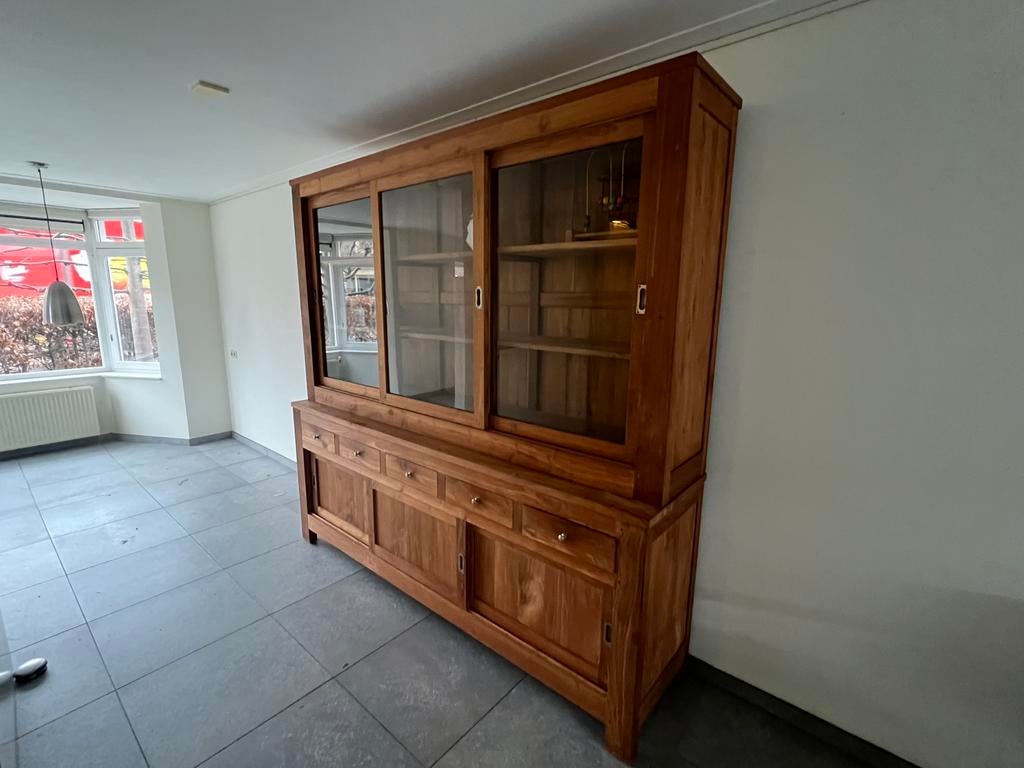 Teakhouten apothekerskast, Met deur(en), Teakhout, Ophalen of Verzenden, Zo goed als nieuw