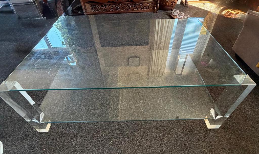 Glazen salon tafel BOR, Ophalen, 100 tot 150 cm, 50 tot 100 cm, Zo goed als nieuw