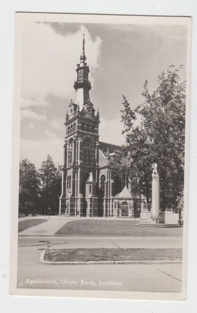 124 Apeldoorn 50er Jaren Loolaan Grote Kerk 50er Jaren B16, Verzamelen, Verzenden, 1940 tot 1960, Gelopen, Gelderland