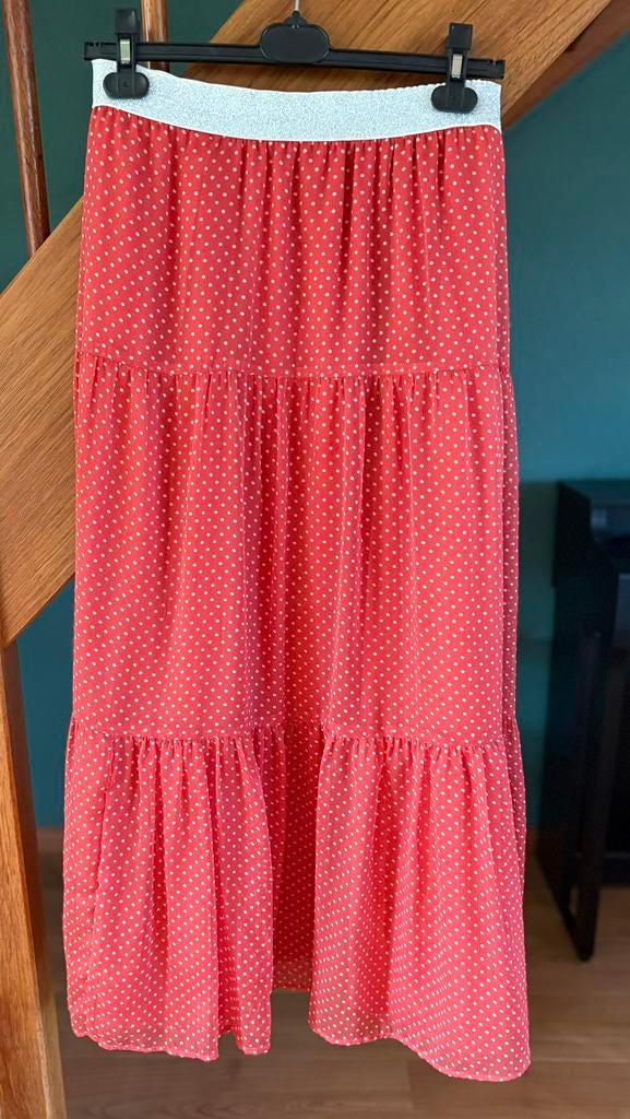 Lollys laundry vrolijke rode maxi rok met stippen maat s, Ophalen of Verzenden, Zo goed als nieuw, Maat 36 (S), Rood