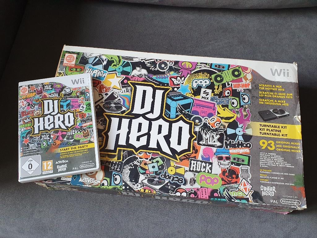 Wii DJ Hero game + turntable, Spelcomputers en Games, Games | Nintendo Wii, Ophalen, Muziek, 1 speler, Zo goed als nieuw