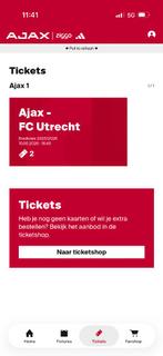 Ajax-Utrecht, Tickets en Kaartjes, Losse kaart, Twee personen, Mei