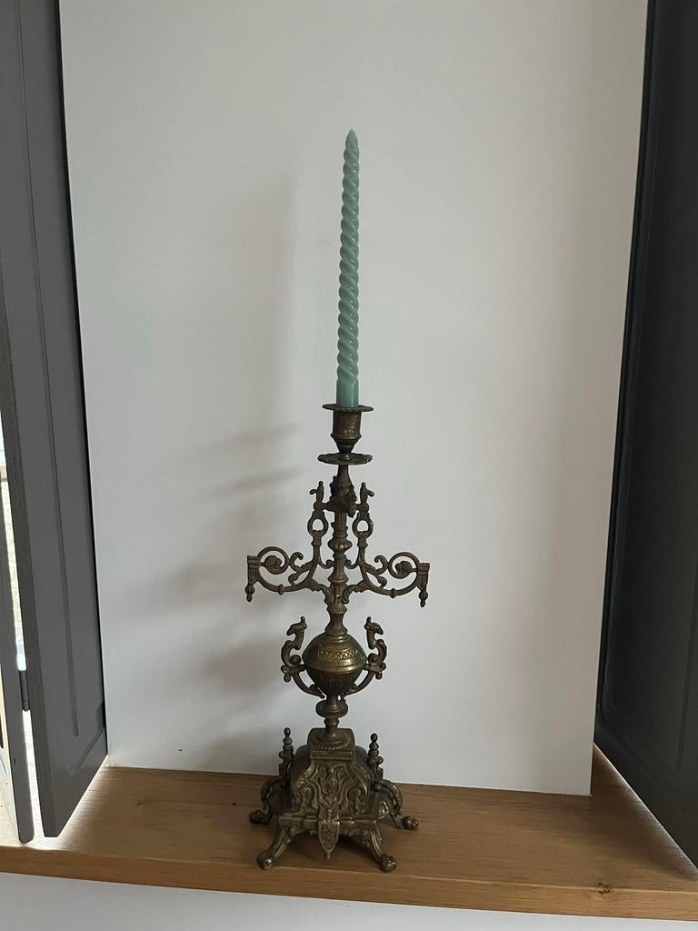 Oude kerk kandelaar, Antiek en Kunst, Antiek | Kandelaars, Ophalen of Verzenden, Overige materialen