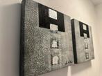Abstracte kunst: Zwart-wit structuur schilderijen (set van 2, Ophalen of Verzenden