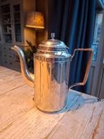 Antieke Art Deco Koffiepot | Vernikkeld met Rietgreep, Ophalen of Verzenden