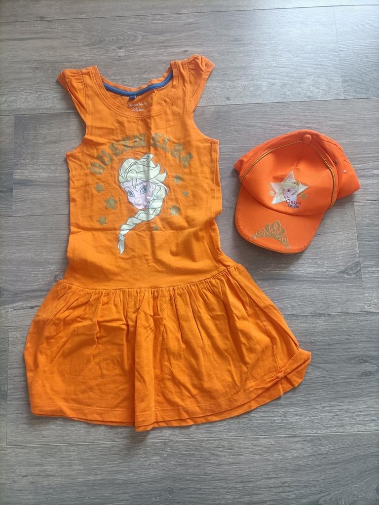 Koningsdag jurkje en pet maat 128/134!, Kinderen en Baby's, Kinderkleding | Maat 128, Ophalen of Verzenden, Gebruikt, Meisje, Jurk of Rok