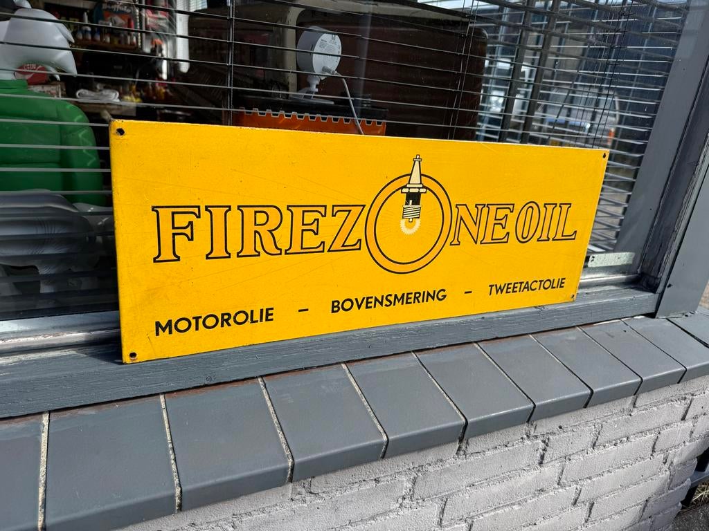 Vintage Firezone Oil Reclamebord - Motorolie, Ophalen