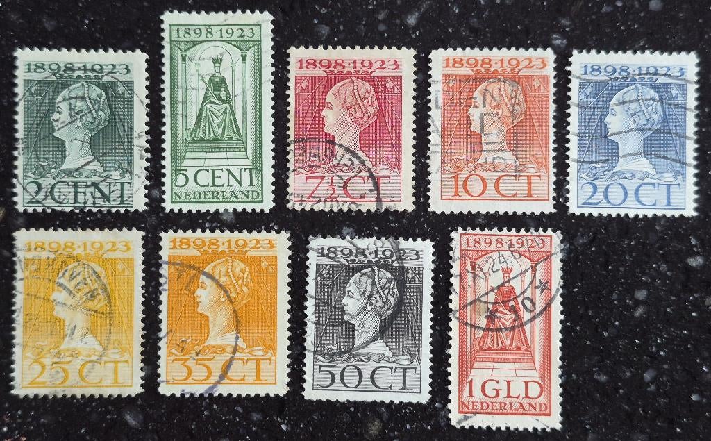 POSTZEGELS NEDERLAND 1923 25 JARIG REGERINGSJUBILEUM, Postzegels en Munten, Postzegels | Nederland, Verzenden, T/m 1940, Gestempeld