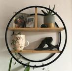 Ikea Hedekas decoratieve wandplank, rond, zwart/bamboe, Ophalen, Zo goed als nieuw