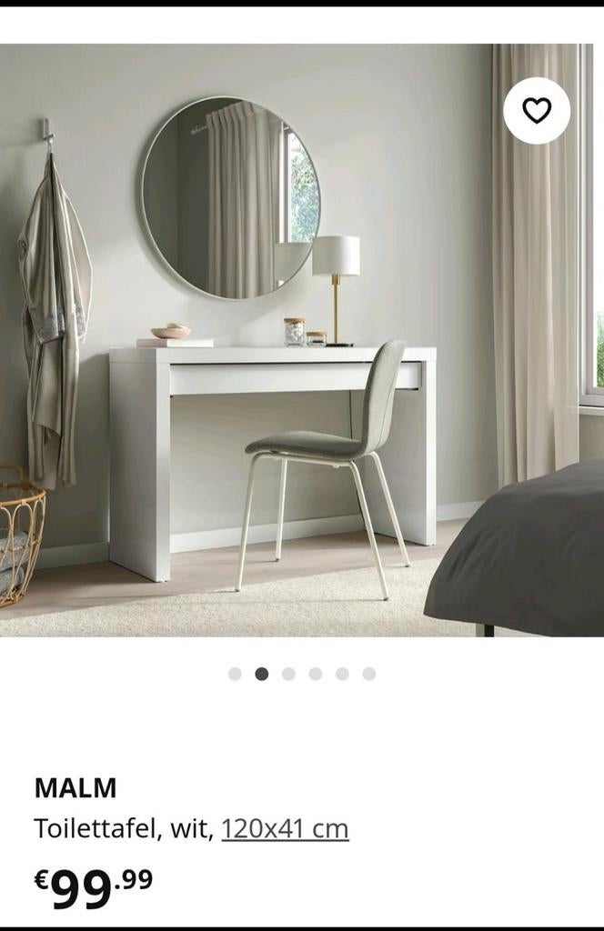 Make up tafel Malm Ikea, Huis en Inrichting, Tafels | Kaptafels, Ophalen of Verzenden, Gebruikt, 50 tot 100 cm, Minder dan 100 cm