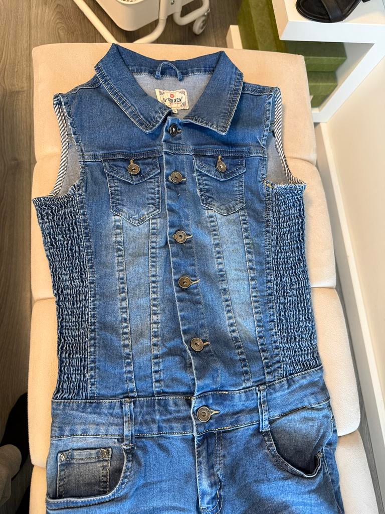 Denim jumpsuit maat 36, Ophalen of Verzenden, Gedragen, Maat 36 (S), Blauw