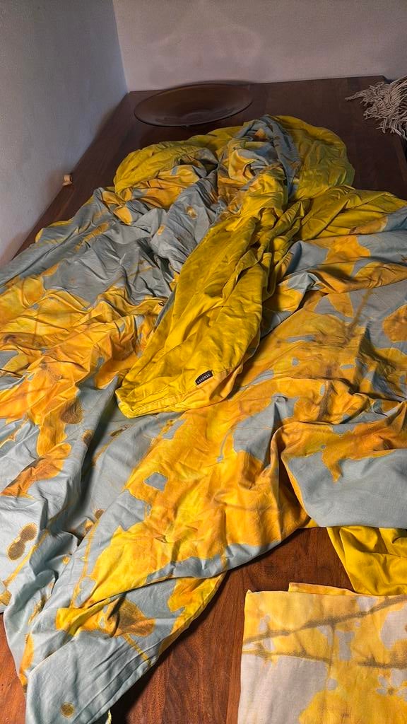 Essenza lits jumeaux 2p dekbedovertrek geel blauw, Huis en Inrichting, Slaapkamer | Beddengoed, Tweepersoons, Ophalen of Verzenden