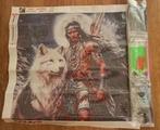Diamond Painting Indiaan met wolf 40x40 rond Nieuw, Ophalen of Verzenden, Nieuw, Knutselwerk