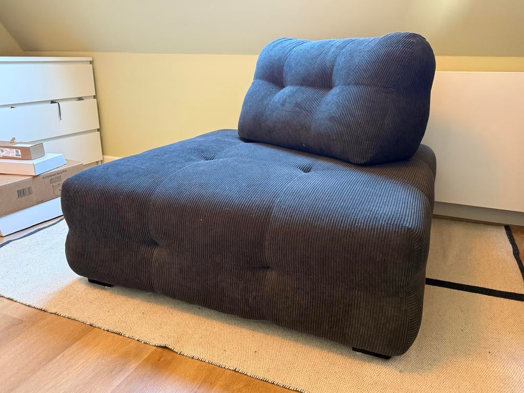 Zwarte vierkante poef met los rugkussen Loods 5, Ophalen, Zwart, Vierkant, 100 tot 125 cm