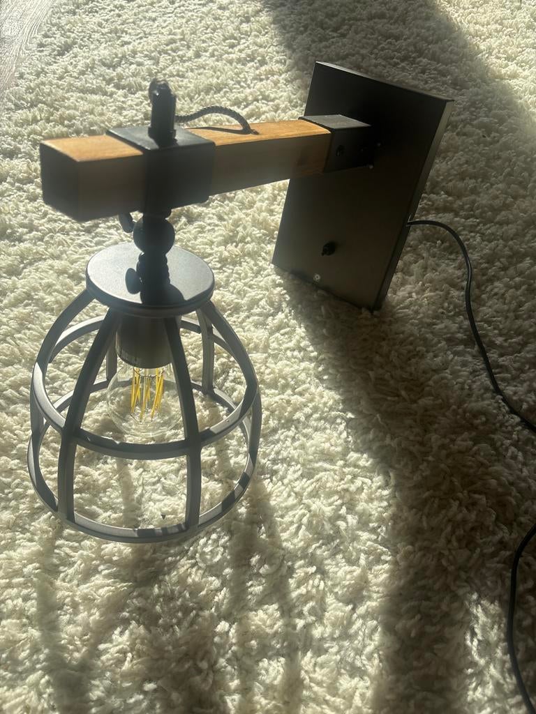 Qazqa wandlamp industrieel, Ophalen of Verzenden, Zo goed als nieuw, Hout