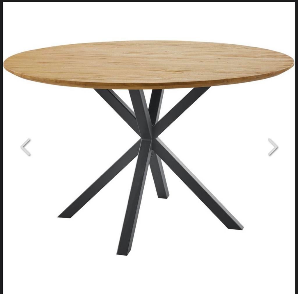 Ronde eettafel Aska Ø130 cm teak naturel, Ophalen, 100 tot 150 cm, Zo goed als nieuw, Vier personen