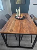 Zgan mangohouten eettafel, Ophalen, 50 tot 100 cm, Zo goed als nieuw, 150 tot 200 cm