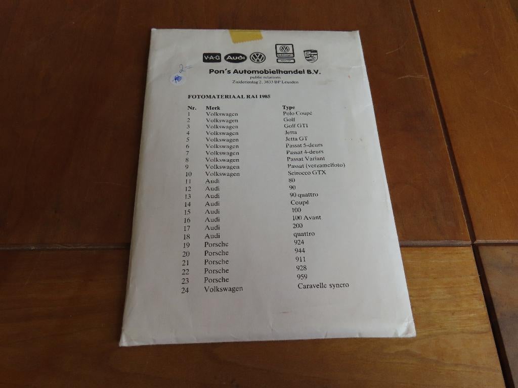 Set van 24 persfoto's Volkswagen, Audi, Porsche RAI 1985, Boeken, PON, Ophalen of Verzenden, Zo goed als nieuw, Volkswagen