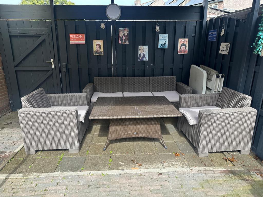 Allibert loungeset met bank en twee fauteuils, Tuin en Terras, Tuinsets en Loungesets, Ophalen, 5 zitplaatsen, Gebruikt, Loungeset