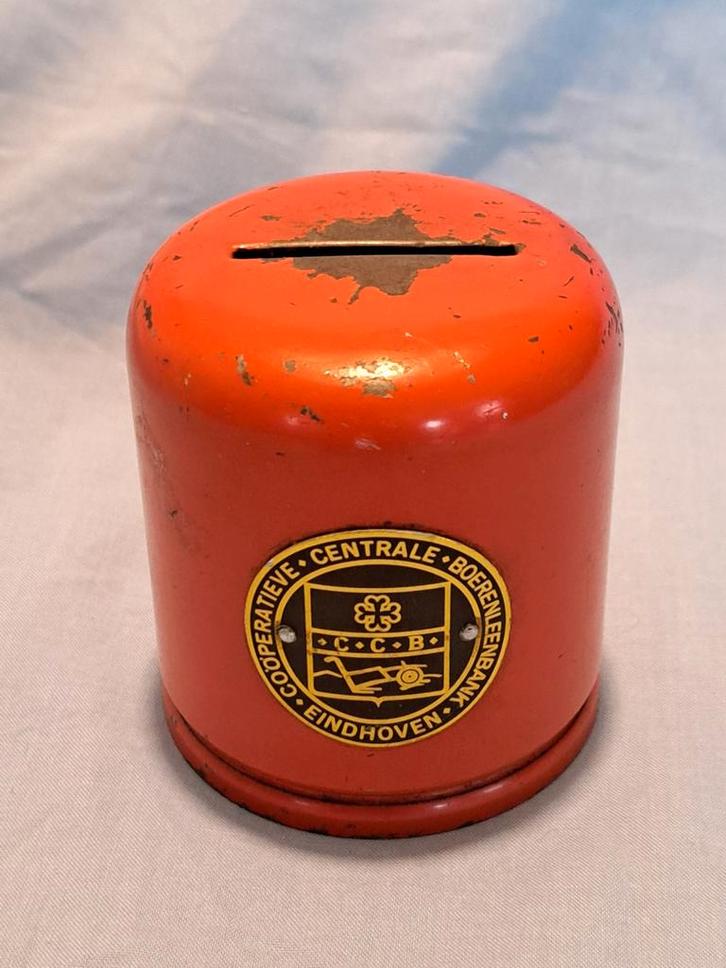Vintage CCB Spaarpot - Centrale Boerenleenbank Eindhoven, Verzamelen, Spaarpotten, Gebruikt, Overige thema's, Metaal of Blik, Ophalen of Verzenden