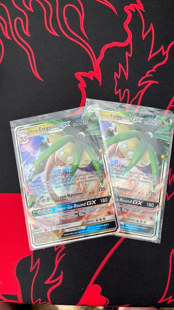 Alolan Exeggutor GX 74/111 - Pokémon Kaart 2x, Ophalen of Verzenden, Zo goed als nieuw, Losse kaart, Foil