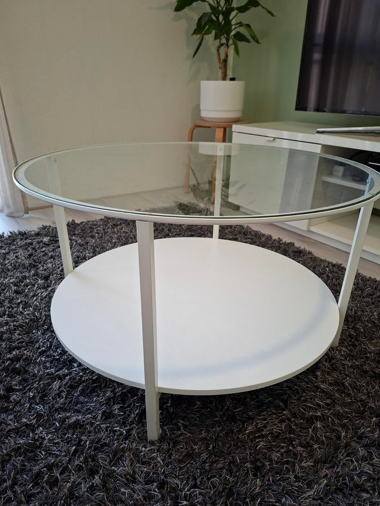 Ikea Vittsjö salontafel, rond, glas en metaal, Huis en Inrichting, Tafels | Salontafels, Gebruikt, Minder dan 50 cm, 50 tot 100 cm
