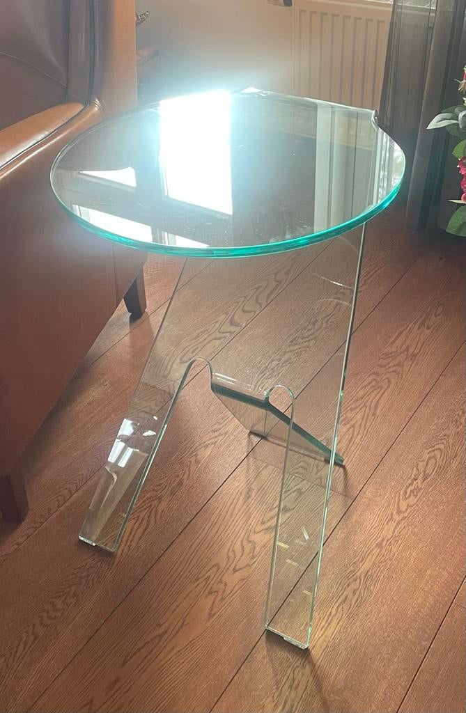 Glazen bijzettafel, Ophalen, Minder dan 55 cm, Gebruikt, Glas
