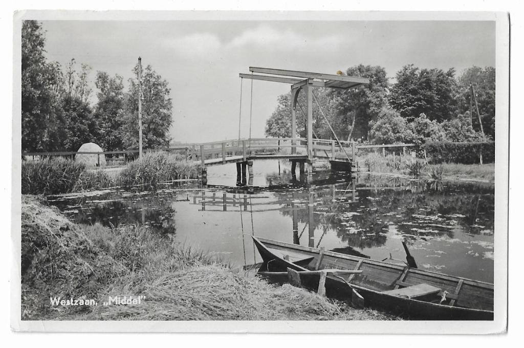 Westzaan  ,,Middel'', Verzamelen, Ansichtkaarten | Nederland, Gelopen, Noord-Holland, 1940 tot 1960, Ophalen of Verzenden