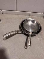 Demeyere pannen - Set van 2 roestvrijstalen pannen, Huis en Inrichting, Keuken | Potten en Pannen, Ophalen, Gebruikt, Rvs, Pannenset