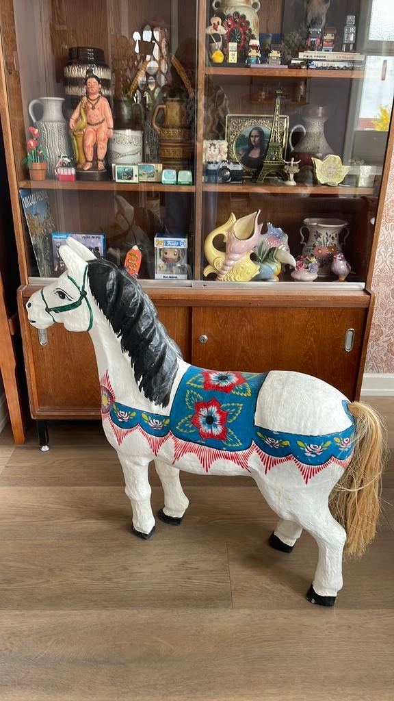 Kleurrijk groot model huwelijkspaard “Ghodi” uit India, Antiek en Kunst, Ophalen