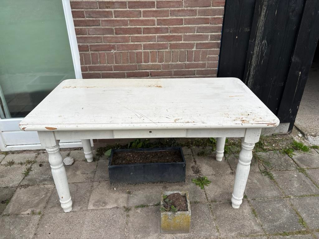 Witte grenen houten tafel, Antiek en Kunst, Ophalen