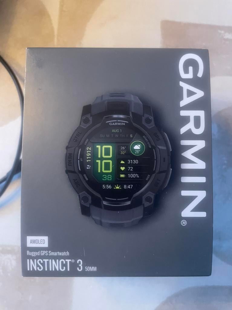 Garmin Instinct 3 AMOLED Smartwatch Zwart 50mm, Sieraden, Tassen en Uiterlijk, Smartwatches, Zwart, Nieuw, Ophalen of Verzenden