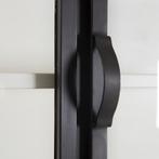 BUFFETKAST zwart metaal glas 142 cm opvallend mooi actie, 200 cm of meer, Nieuw, Ophalen of Verzenden, Glas