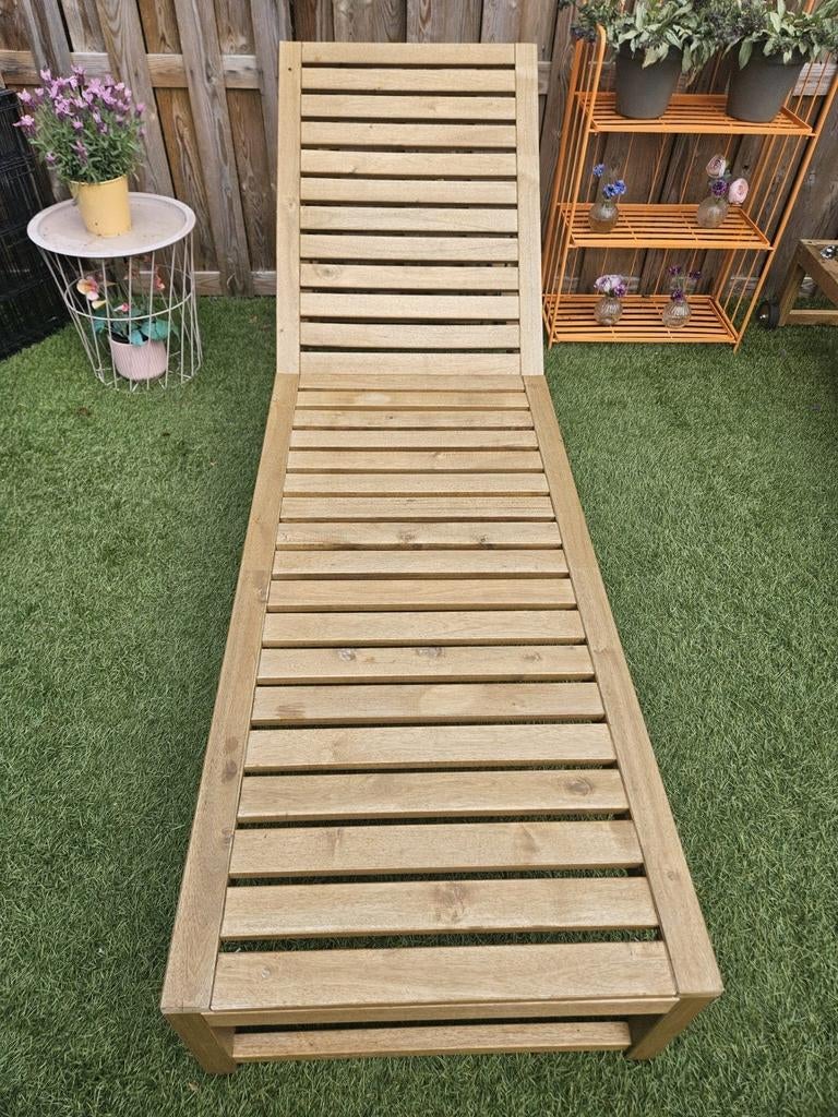 Houten ligbed / ligstoel - verstelbaar, Tuin en Terras, Ligbedden, Ophalen of Verzenden, Nieuw, Hout, Verstelbaar