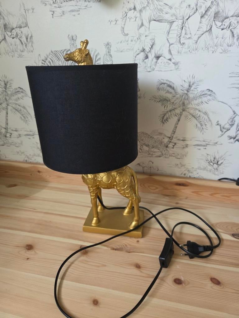 Gouden Giraffe lamp met kap, Ophalen of Verzenden, Zo goed als nieuw, Minder dan 50 cm