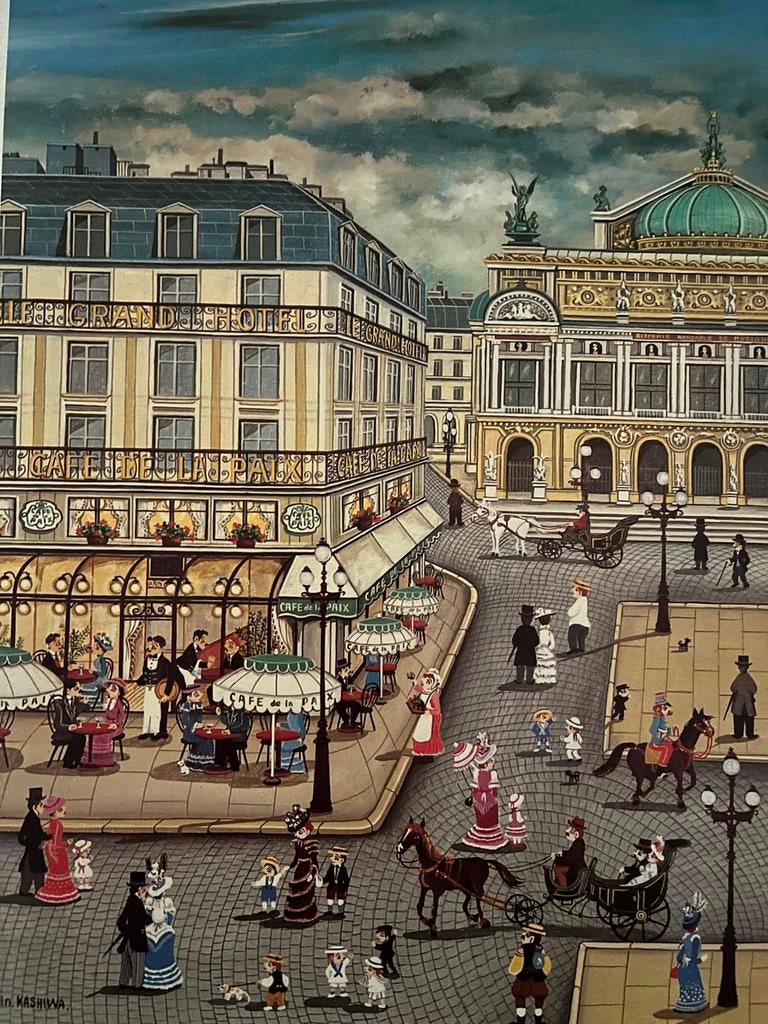 BIN KASHIWA. —  PARIS NAÏF :  PLACE DE L’OPÉRA 1982.., Antiek en Kunst, Kunst | Litho's en Zeefdrukken, Ophalen of Verzenden