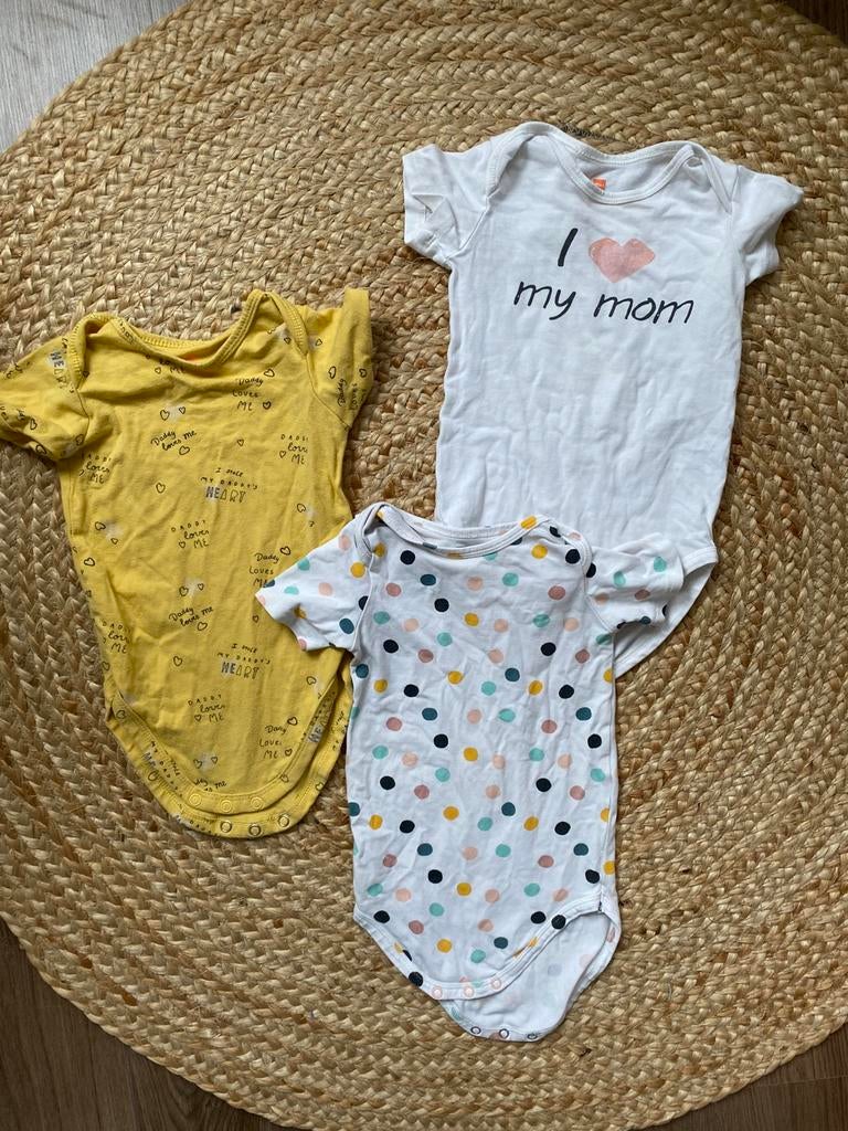 3 HEMA rompers maat 74/80, Kinderen en Baby's, Babykleding | Maat 74, Ophalen of Verzenden, Gebruikt, Meisje, Nacht- of Onderkleding