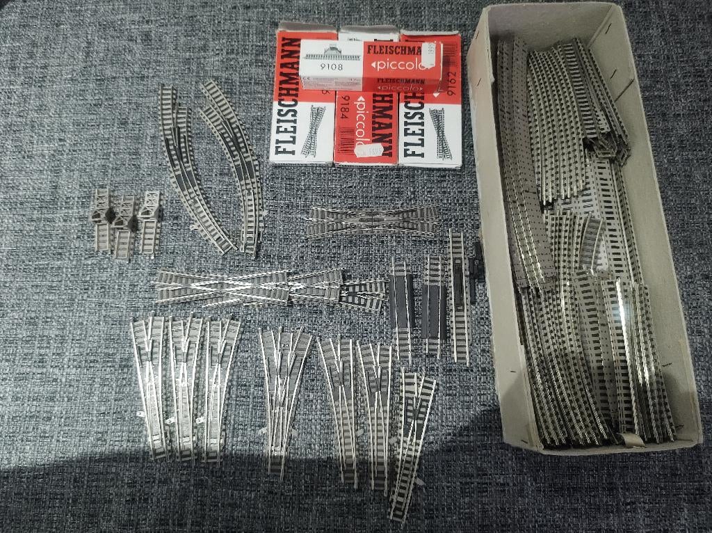 Fleischmann Piccolo N spoor rails - Diverse stukken, Gebruikt, Gelijkstroom, Fleischmann, Rails