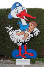 Geboortebord ooievaar met blauwe pet en baby een jongen., Ophalen, Nieuw, Geboortebord