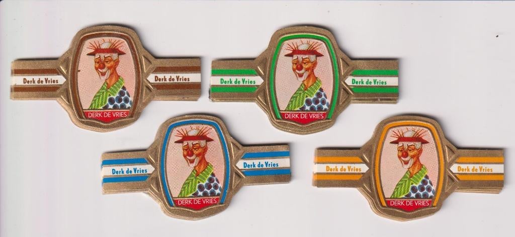 sigarenbanden - DERK DE VRIES - CLOWNS, Ophalen of Verzenden, Zo goed als nieuw, Sigarenbandjes