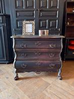 Vintage buikkastje brocante kastje zwart goud oude kast VdlM, Huis en Inrichting, Kasten | Ladekasten, Ophalen, Antiek buikladekastje barok halkastje ladekast leeuwenpootjes