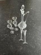 Glazen karaf met 6 likeur glaasjes, vintage, Ophalen of Verzenden